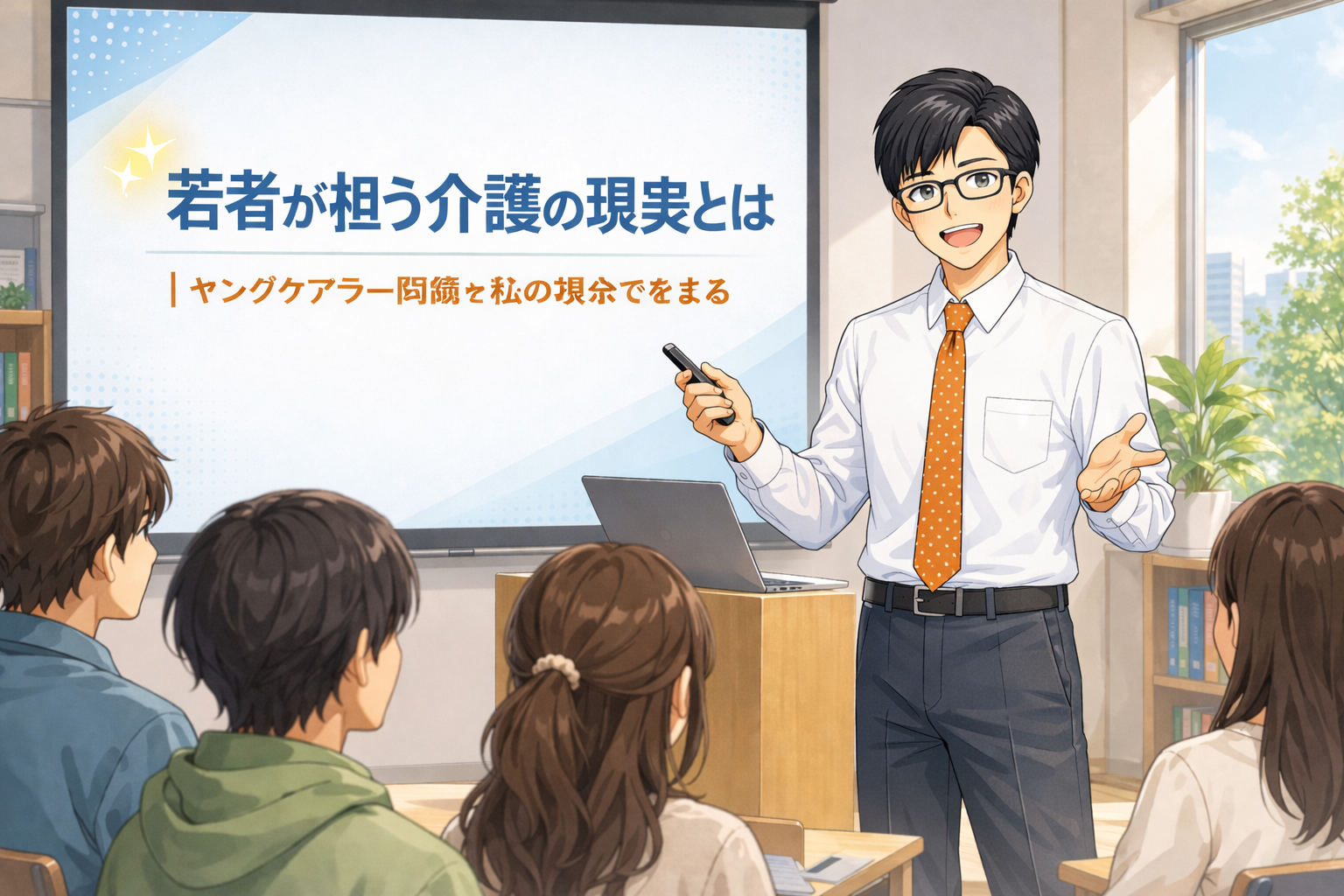 若年が行う介護問題、2026年のイメージ画像｜ChatGPTで作成
